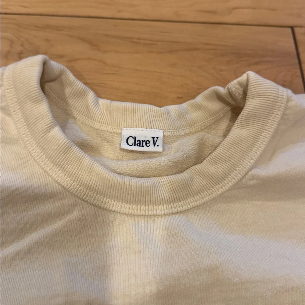 Clare V. Cream Drop Shoulder Lips Sweatshirt Size Small - Picture 5 of 7